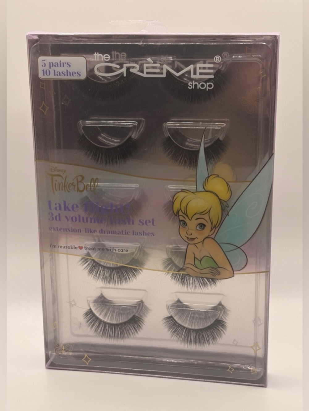 Crème Shop Take Flight! TinkerBell 3D Volume Eyelashes 5 Sets Black Reusable